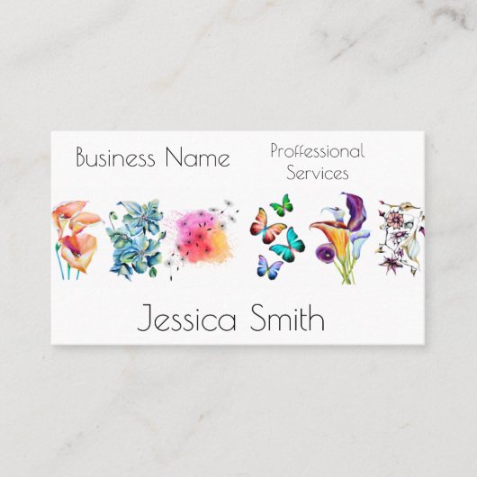 水スタイリッシュ色フローラ相談業 予約カード (正面)