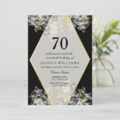 水スタイリッシュ色フローラ70誕生日 招待状 (スタンド正面)