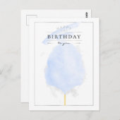 水スタイリッシュ色ブルーコットンキャンディ誕生日 ポストカード (正面/裏面)