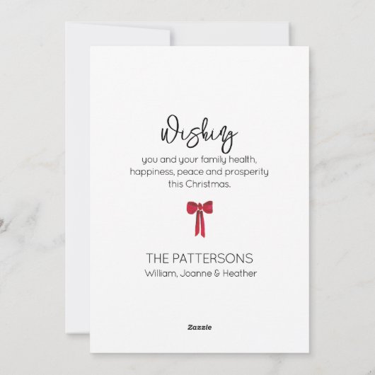 水スタイリッシュ色メリークリスマスリースNo-Photo シーズンカード (裏面)