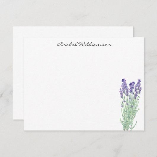 水スタイリッシュ色ラベンダー植物パーソナライズされた学 ノートカード (正面/裏面)