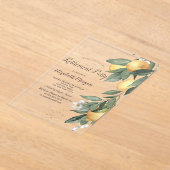 水スタイリッシュ色レモン アクリル招待状 (レイダウン)