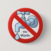 水ストップ廃棄ボタン 缶バッジ (正面)