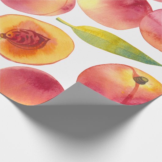 水ストライプの色の桃の果実 ラッピングペーパー (角)