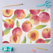 水ストライプの色の桃の果実 薄葉紙 (クラフト)