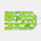 水ストライプの色ライム ギフトタグ (正面(横))