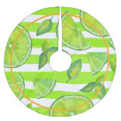 水ストライプの色ライム&ネオンオレンジ ブラッシュドポリエステルツリースカート (正面)