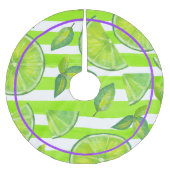 水ストライプの色ライム&ブライトパープル ブラッシュドポリエステルツリースカート (正面)