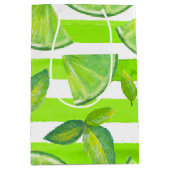 水ストライプの色ライム ミディアムペーパーバッグ (正面)