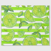 水ストライプの色ライム ラッピングペーパー (フラット)