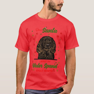 水スパニエル犬ドッグクリスマスドッグブリードヴィンテージリター Tシャツ