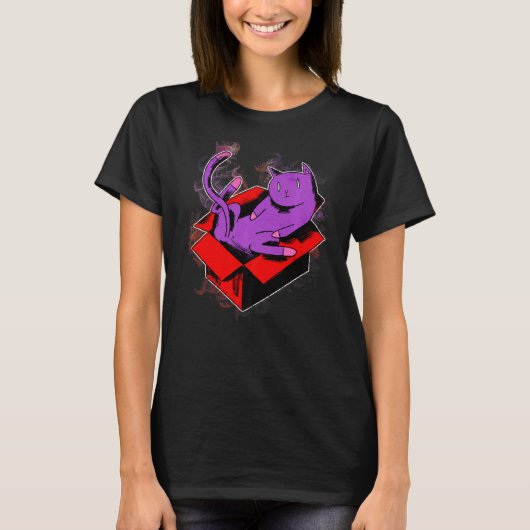 水スプラッシュダンボール遊ボックスの猫 Tシャツ (正面)