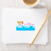 水スプラッシュプールパーティーガールメッセージカードラベル ラベル (インサイチュ)