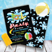 水スプラッシュプールパーティー誕生日招待状 招待状