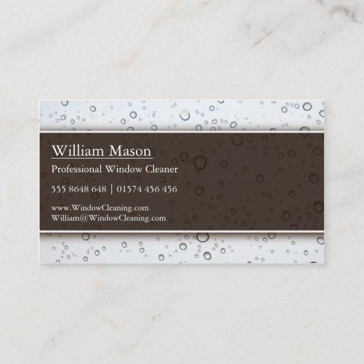 水スプラッシュ、ホワイトウィンドウクリーナー – 名刺 (裏面)