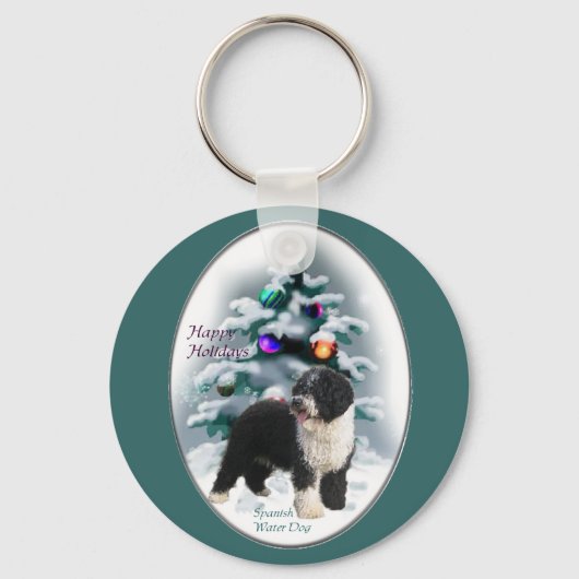 水スペインの犬のクリスマスプレゼント キーホルダー (正面)