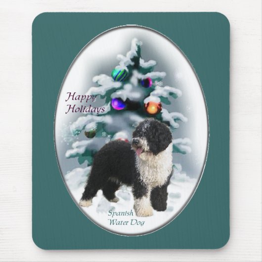 水スペインの犬のクリスマスプレゼント マウスパッド (正面)