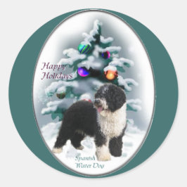 水スペインの犬のクリスマスプレゼント ラウンドシール