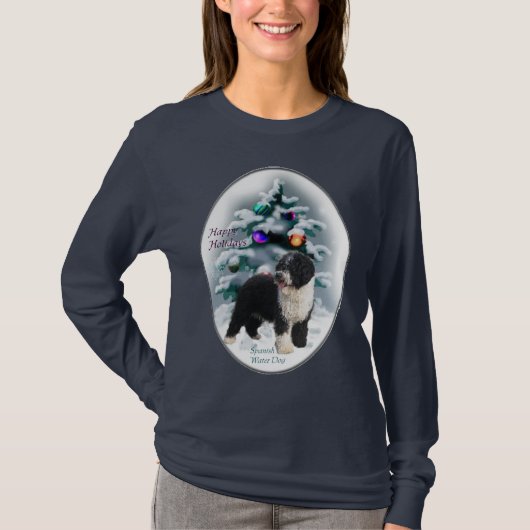 水スペインの犬のクリスマスプレゼント Tシャツ (正面)