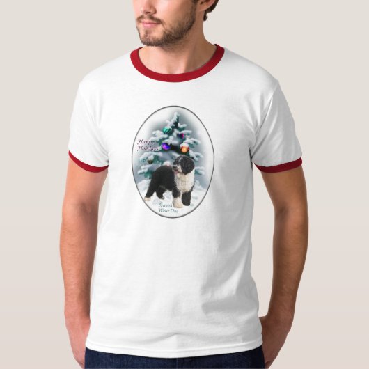 水スペインの犬のクリスマスプレゼント Tシャツ (正面)