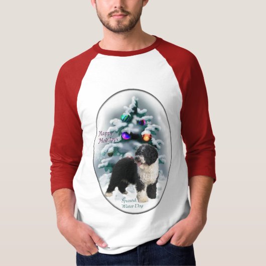 水スペインの犬のクリスマスプレゼント Tシャツ (正面)
