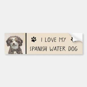 水スペインの犬絵画の可愛いオリジナル バンパーステッカー