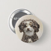 水スペインの犬 – かわいい絵画オリジナルの犬芸術 缶バッジ (正面&裏面)
