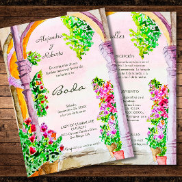 水スペインの色の花オールドタウンメキシコ結婚ズ 招待状