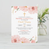 水スペインの色の花First Communion 招待状 (スタンド正面)