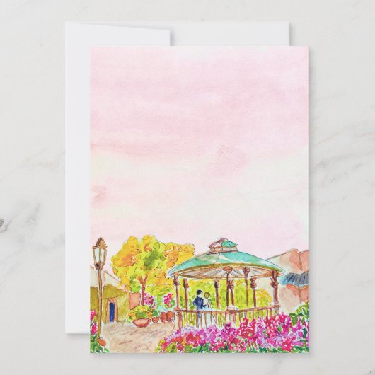 水スペインの色オールドタウンキオスクメキシコ結婚ズ 招待状 (裏面)