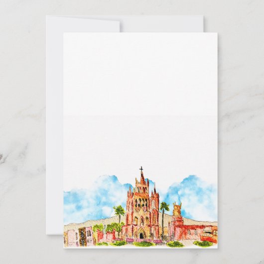 水スペインの色サン・ミゲル・デ・アレンデ結婚ス 招待状 (裏面)