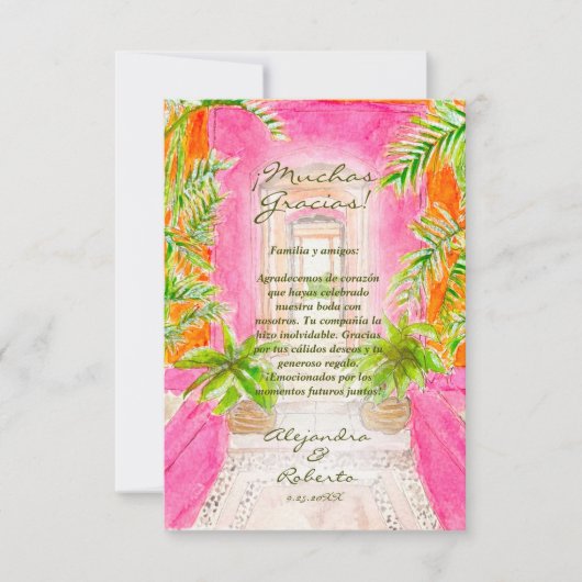 水スペインの色メキシコの目的地の結婚式 サンキューカード (正面)
