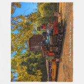 水タンクの近くの蒸気列車の名前メッセージを追加 フリースブランケット (正面)