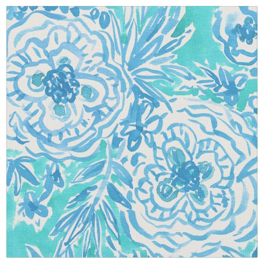 水ダンスの水のお洒落な花の水彩画 ファブリック (クローズアップ)