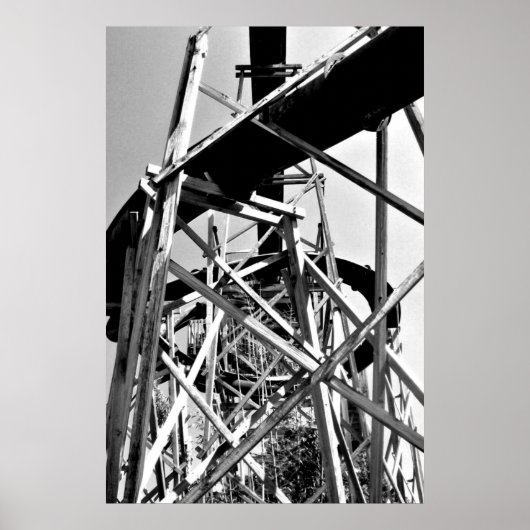 水チューブの下スライド//白黒 ポスター (正面)