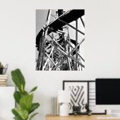 水チューブの下スライド//白黒 ポスター (ホームオフィス)