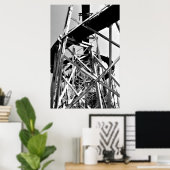 水チューブの下スライド//白黒 ポスター (ホームオフィス)