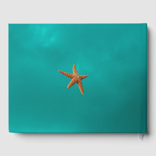 水ティール(緑がかった色)ルアウ(ハワイ式宴会)フローラ熱帯リース結婚ズ ゲストブック (裏面)