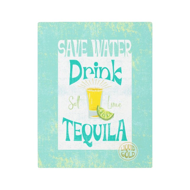 水ドリンク救テキラボホ女性のカーボーイ南西部 メタルプリント (正面)