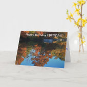 水バースデー・カードとのカンザスの秋の反射 カード (黄色い花)