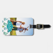 水パターンのカスタムな写真及びモノグラムのヨット ラゲッジタグ (正面横)