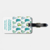 水パターンのカスタムな写真及びモノグラムのヨット ラゲッジタグ (裏面横)