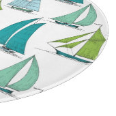 水パターンのヨット カッティングボード (角)