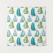 水パターンのヨット タペストリー (正面(横))