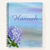 水パーソナライズされたかわいらし色あじさい ノートブック (正面)