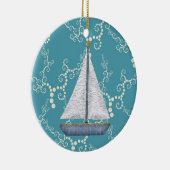 水パーソナライズされたが渦巻く帆船 セラミックオーナメント (右)