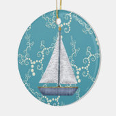 水パーソナライズされたが渦巻く帆船 セラミックオーナメント (左)