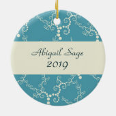 水パーソナライズされたが渦巻く帆船 セラミックオーナメント (裏面)