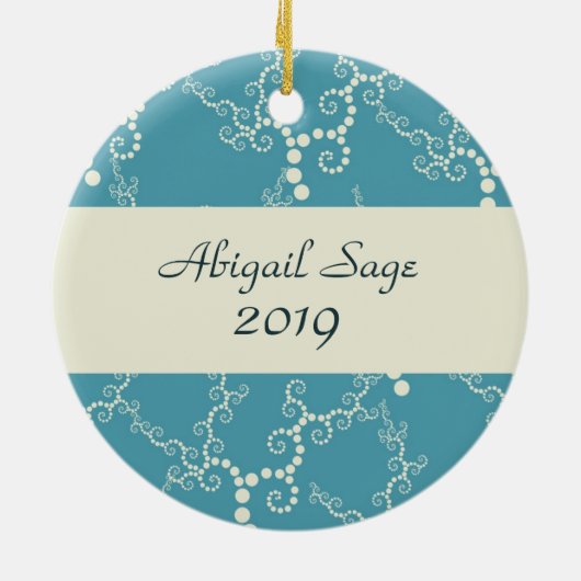 水パーソナライズされたが渦巻く帆船 セラミックオーナメント (裏面)