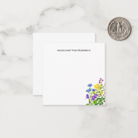 水パーソナライズされたカラフル色の野生の花 ノートカード (正面/裏面インサイチュ)